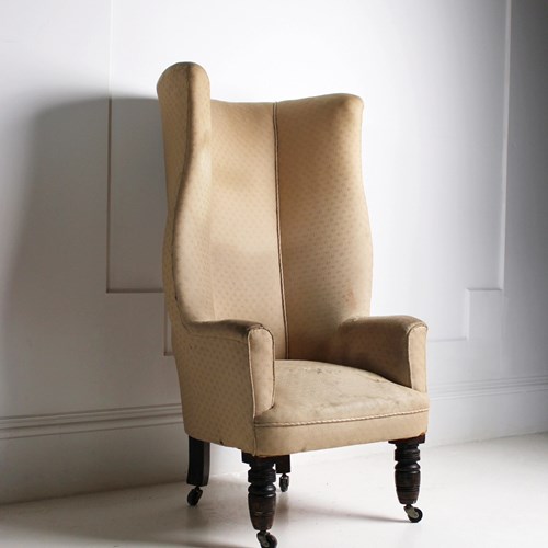 Tall 19Th Century Barrel Back Armchair/Porters Chair 