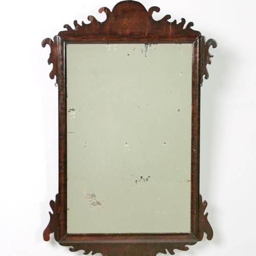 George II Walnut Fretwork Mirror