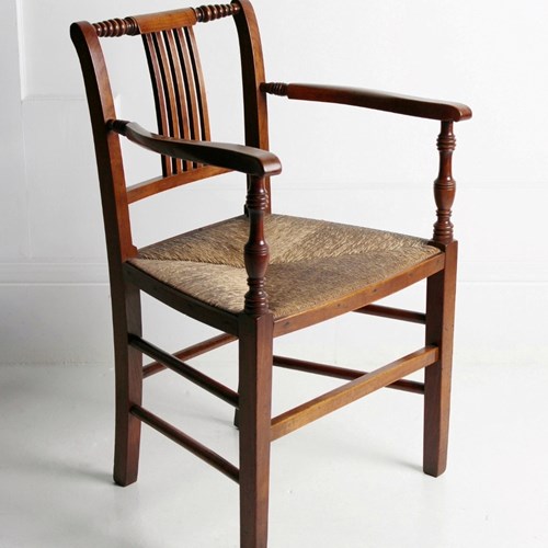 Cherrywood Rush Seated Armchair C.1840