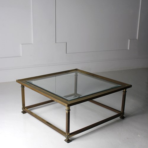 Large Mid Century Brass Coffee Table