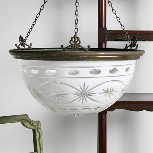 XL Overlaid And Cut Glass Plafonnier Pendant Light