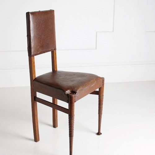 Arts & Crafts Chair In Oak And Tab Leather