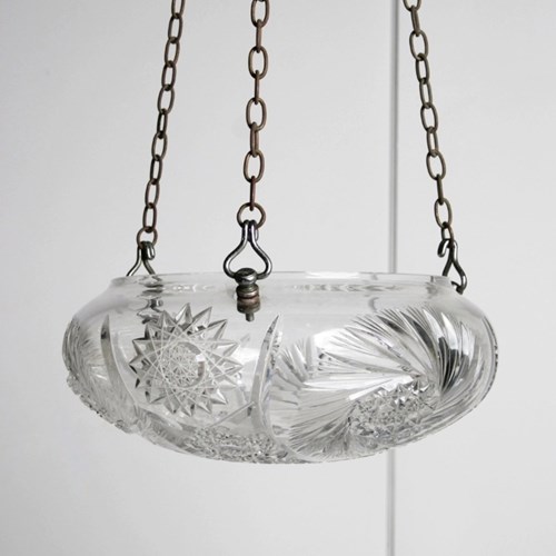 Large Cut Glass Plafonnier Ceiling Light C.1910