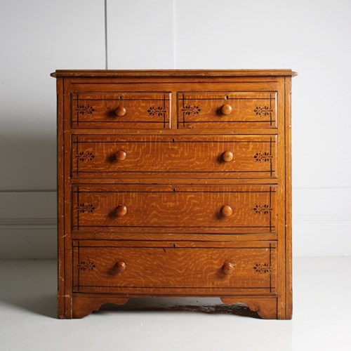 19Th Century Painted Pine Chest Of Drawers