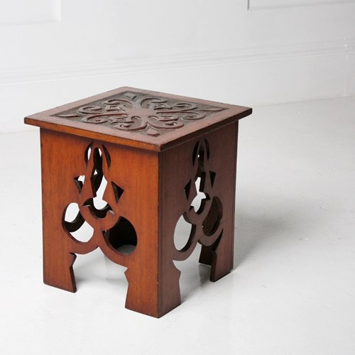 Carved Arts & Crafts Side Table