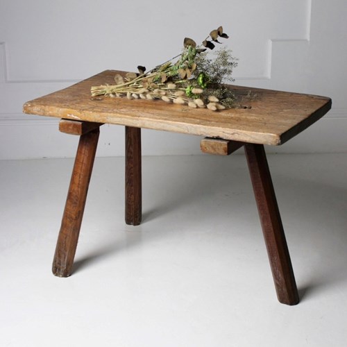 Welsh Primitive Three Legged Table In Elm