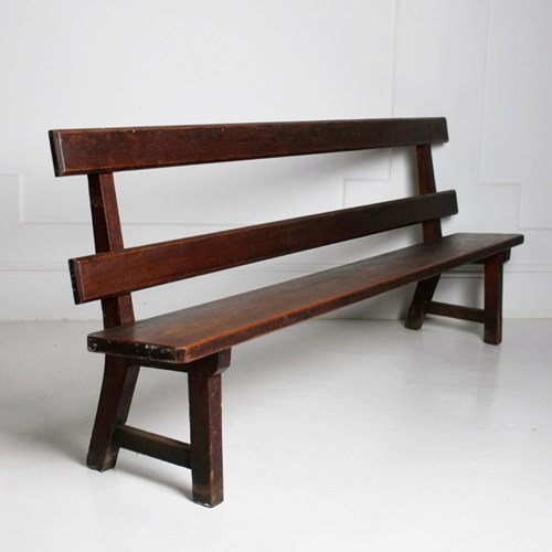 Large 19Th Century Stained Pine Bench
