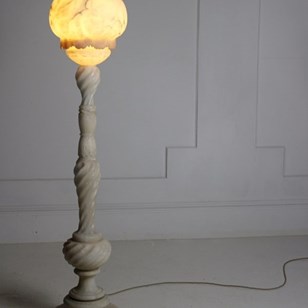Carved Alabaster Floor Standing Lam...
