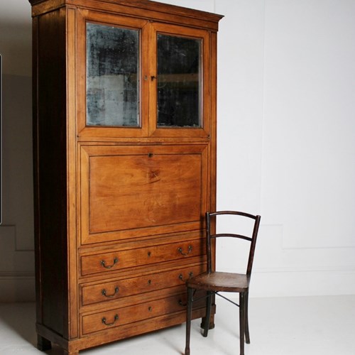 Tall 19Th Century Fruitwood Secretaire Cabinet 