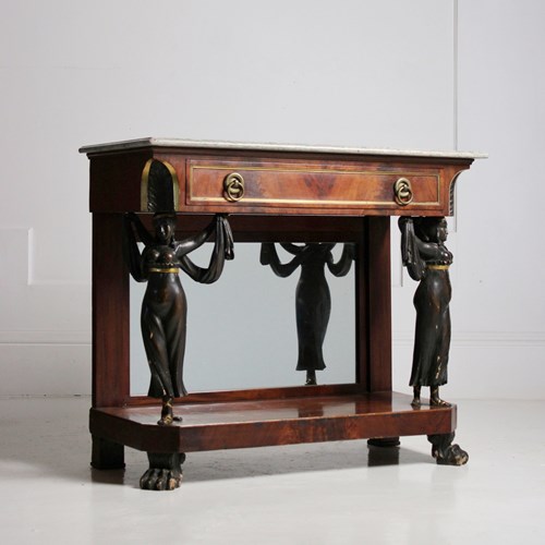 Frecnh Empire Mirror Backed Console Table 19Th C