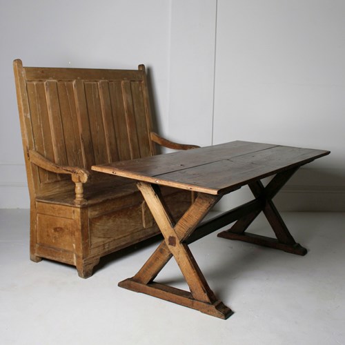 Large X-Frame Farmhouse Table In Pine And Beech