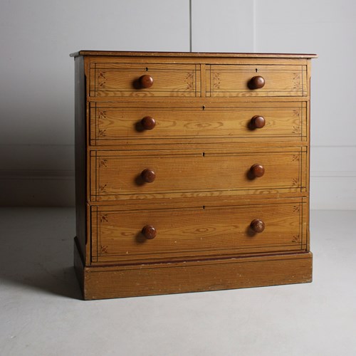 19Th Century Scumbled Pine Chest Of Drawers 