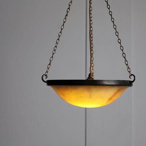 Large Alabaster Plafonnier Pendant Light (Amber)