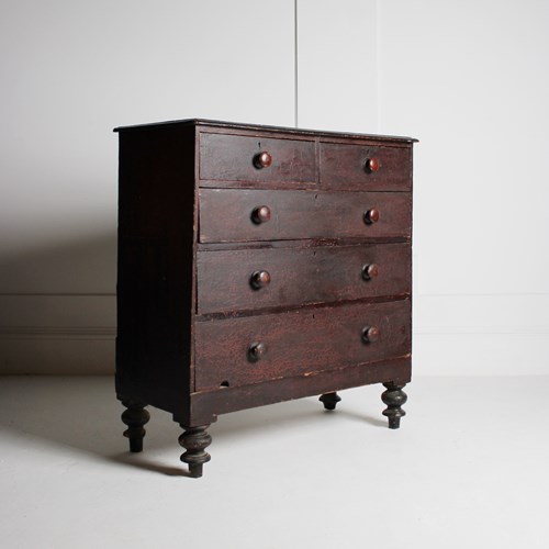 Original Paint 19Th Century Chest Of Drawers In Pine