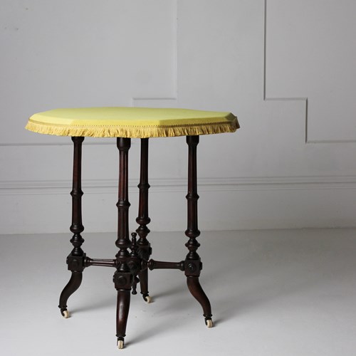 Aesthetic Movement Side Table In Mustard Baize 
