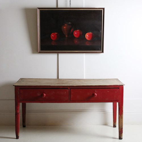 Painted Pine Farmhouse Prep Table 19Th Century