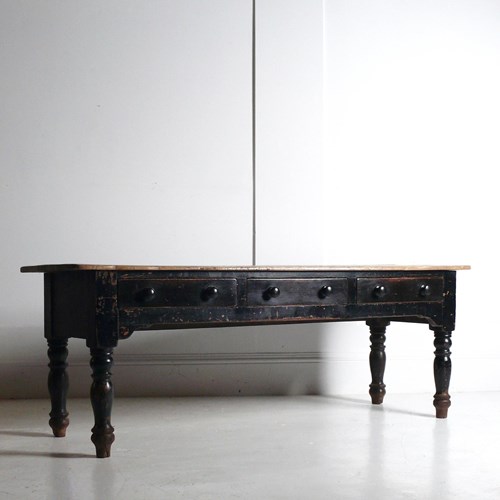 Large Painted Pine Dairy/Serving Table 19Th Century