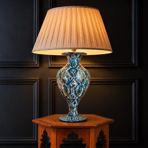 19Th Century Glazed Iznik Vase Lamp.