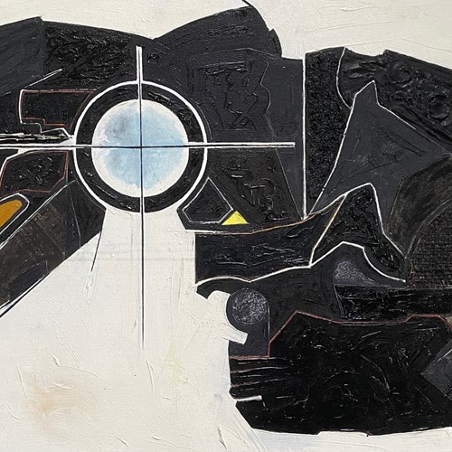 Abstract, Peter Jackson B1930. Oil And Collage On Canvas.