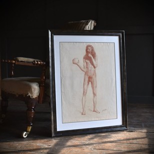 Fine Portrait Drawing Of A Symbolic Nude