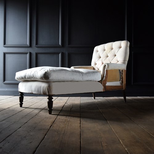 19Th Century French Napoleon III Chaise Longue, Upholstery Inclusive