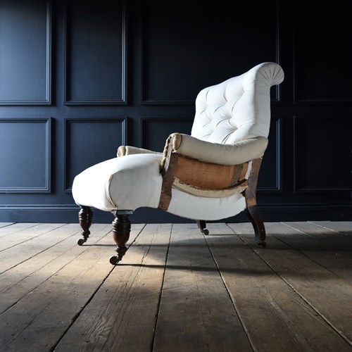 Large Serpentine English Country House Armchair.