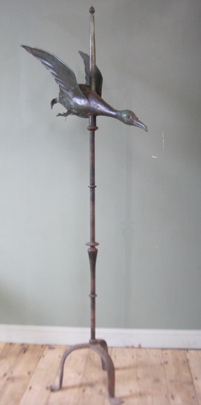 Arts & Crafts copper duck weather vane on a stand-inglis-hall-antiques-img-1342-main-637431223243008837.JPG