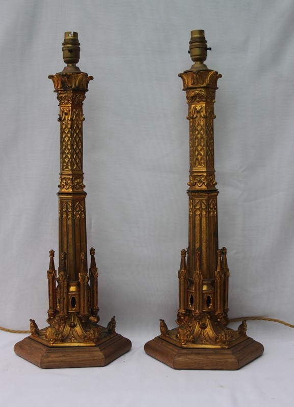  19ct  Pair Gilt Gothic table lights  maner  pugin-inglis-hall-antiques-img-5136-main-637489859933257620.JPG