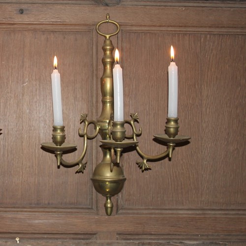 Pair Dutch Brass candle wall sconces