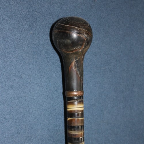 19Ct Weighted Striped Horn Walking Stick