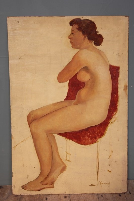 20th ct Oil on board nude woman-inglis-hall-antiques-img-6628-main-637521108891937535.JPG
