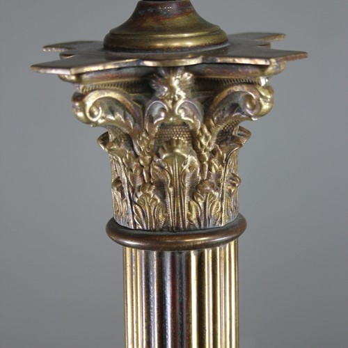 Brass reeded acanthus table lamp