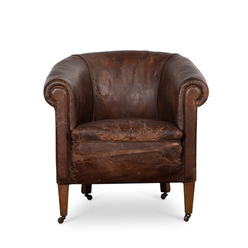 Late 19Th Century Leather Library Chair