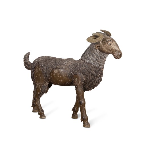 19Th Century Life-Size Carved Indian Goat