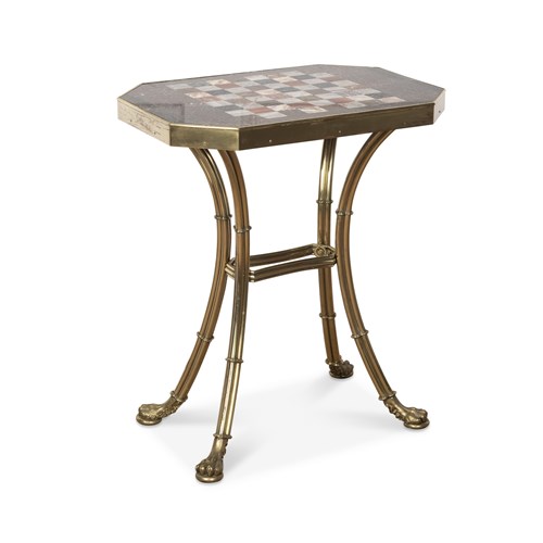 Regency Marble And Gilt Brass Chess Table