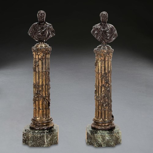 Pair Of 19Th Century Grand Tour Bronze Columns