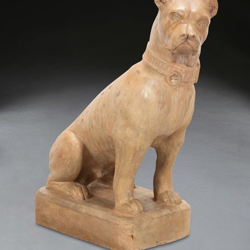 19Th Century Life-Size Terracotta Dog
