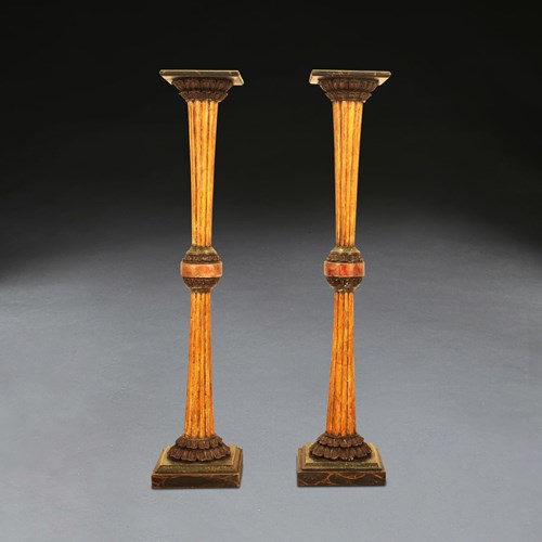 Regency Pair Of Simulated Marble Torcheres