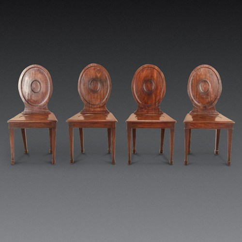 Set Of Four George III Mahogany Hall Chairs