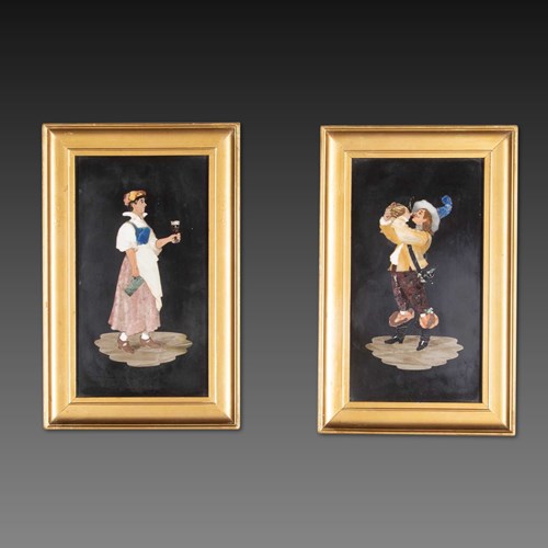 Pair Of 19Th Century Italian Pietra Dura Panels