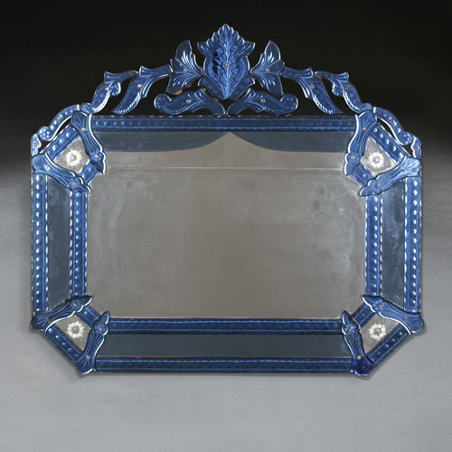 19Th Century Venetian Blue Glass Mirror