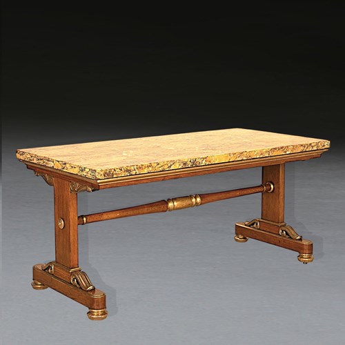 Regency Siena Marble, Oak & Giltwood Centre Table