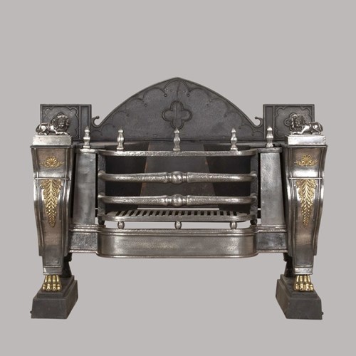 A Superior Regency Cast And Wrought Iron ‘Hob’ Fire Grate Of Classical Design