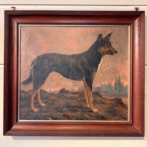 Large Oil Painting Of Sheepdog