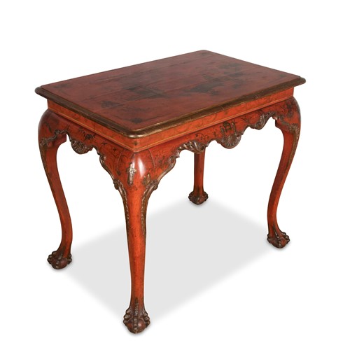 19Th Century Red Lacquered Centre Table