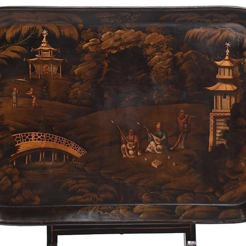 Regency Chinoiserie Tray On Stand
