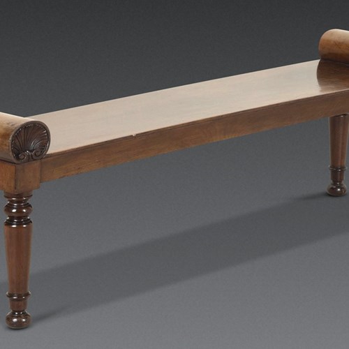 Large Regency Mahogany Hall Bench