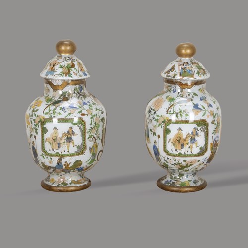 Pair Of 19Th Century English Decalcomania Vases