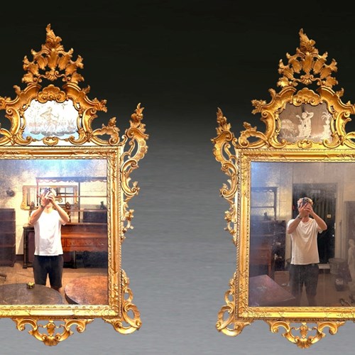 Large Pair Of C19th Italian Gilt Mirrors 