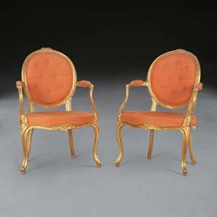 Pair Of Geo III Giltwood Open Armch...